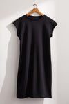 womens organic french terry sheath dress - black - fair indigo fair trade ethically made