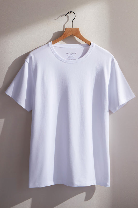 mens organic pima cotton tshirt- white - fair trade ethically made