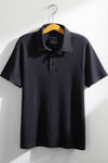 mens organic all cotton luxe polo - black - fair indigo fair trade ethically made