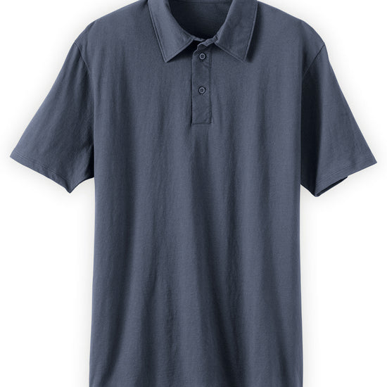 mens organic all cotton luxe polo - slate blue - fair indigo fair trade ethically made