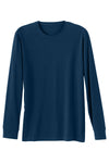 mens organic cotton long sleeve t-shirt - dark ocean blue- fair indigo - ethically made fair trade