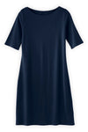 Women's 100% Organic Cotton Elbow Sleeve Boat Neck Dress