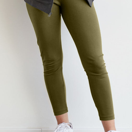 women's all cotton leggings - olive green - fair indigo fair trade ethically made