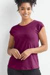 womens organic cotton easy tee - boysenberry magenta - fair indigo fair trade ethically made