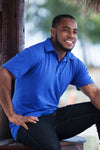 mens 100% organic cotton pima cotton polo - cobalt blue - fair indigo fair trade ethically made