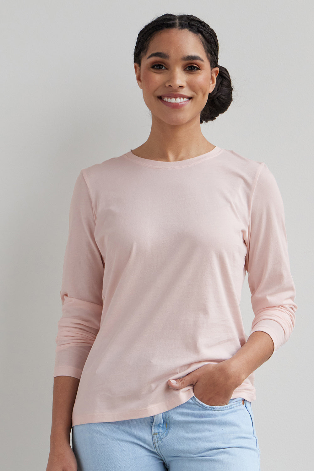 J.Crew: Perfect-fit Long-sleeve Crewneck T-shirt With Buttons For Women