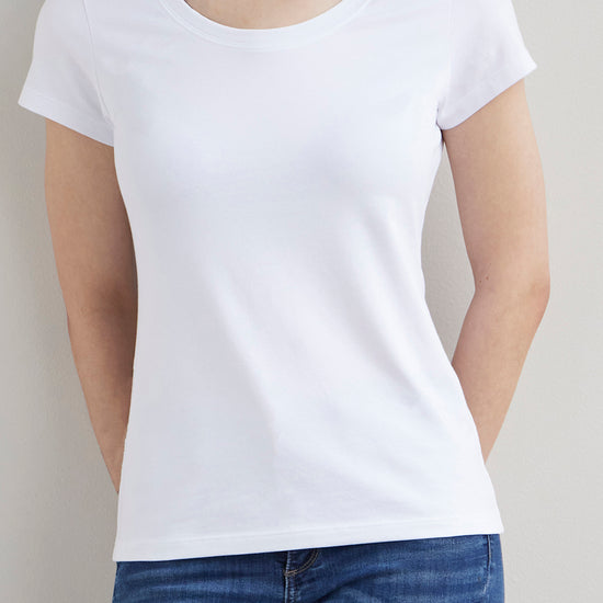 womens organic slim fit scoop neck tee - white - fair indigo - fair trade