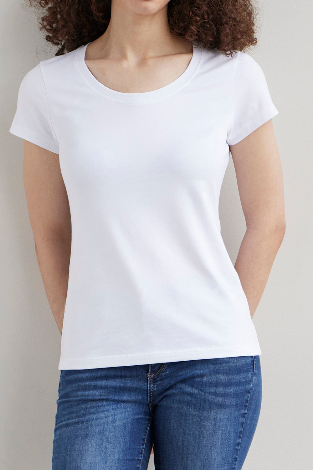 womens organic slim fit scoop neck tee - white - fair indigo - fair trade