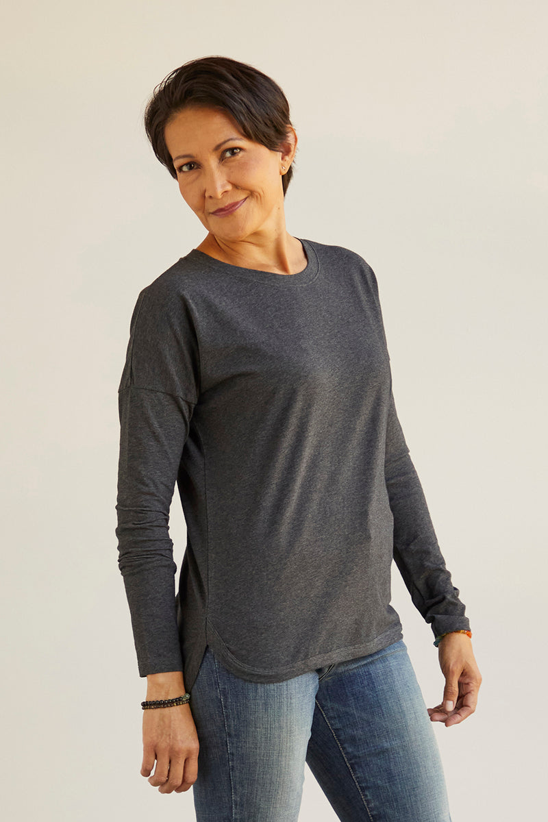 Women\'s Organic Cotton | Long T-Shirt Indigo Sleeve Fair