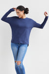 womens organic cotton dolman easy t-shirt- midnight navy blue - fair trade ethically made