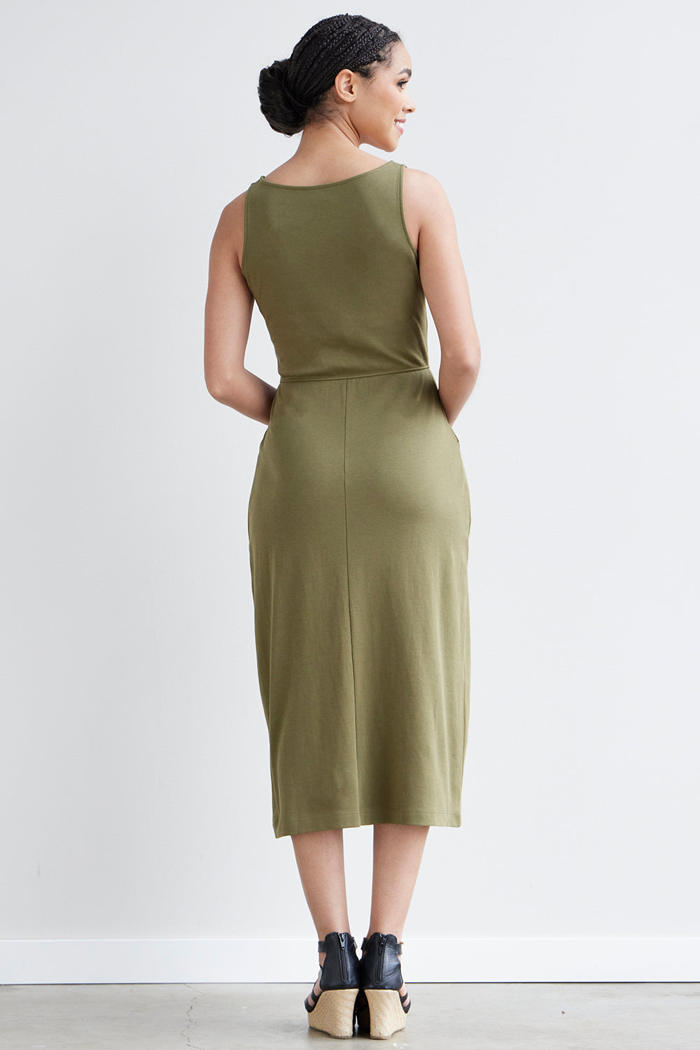 Women's Sleeveless Midi Dress, 100% Organic Cotton