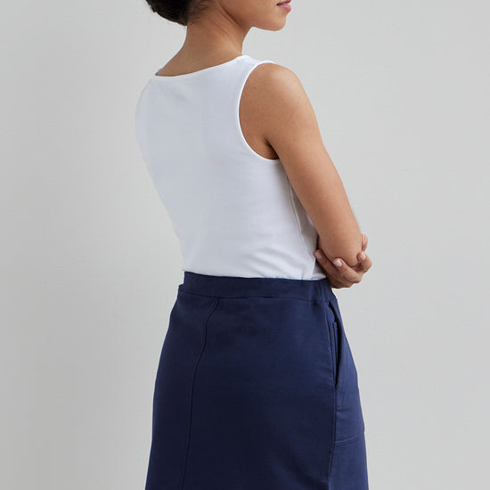 womens 100% organic cotton luxe sleeveless tee - white - fair indigo fair trade ethically made