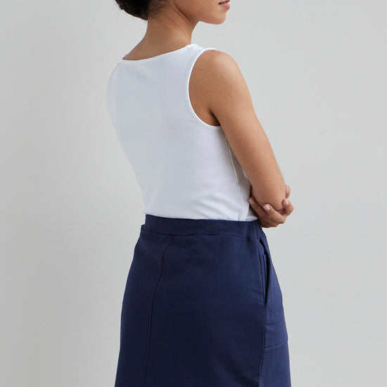 organic cotton pocket mini skirt - navy blue - fair indigo -fair trade - ethically made