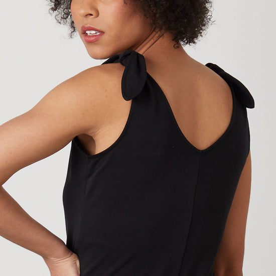 womens organic french terry jumpsuit - black - fair indigo fair trade ethically made