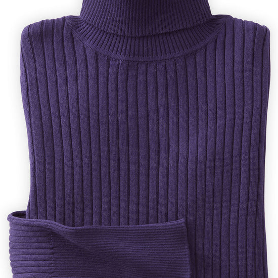 womens organic ribbed turtleneck sweater - violet blue purple - fair indigo fair trade ethically made