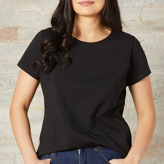 womens organic relaxed crew neck tee - black - fair indigo fair trade ethically made